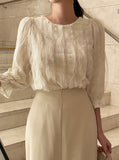 Maiden Wave Lace Three Quarter Sleeve Blouse