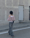 Bent Black Denim Pintuck Wide Pants