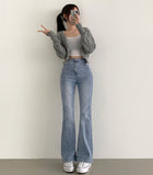 4 Seasons Banding Long Boot Cut Color Denim Pants