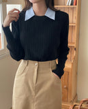 Milo color matching shirt collar cable knit