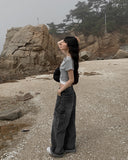 Rolling Cargo Denim Wide Pants
