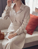 Rislow Collar Shirt Wrap Dress