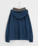 Torain Check Denim Hood Anorak Sweatshirt