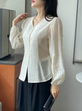 Mion V-neck Shirring Strap Blouse