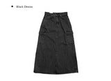 Fury Black Denim Cargo Long Skirt