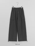 Wet Nylon Cargo Wide Pants