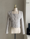 Coner Square Neck Tweed Jacket