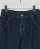 Hilet Ribbon Roll-up Denim Wide Pants