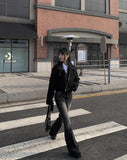 Tabi Black Denim Washing Bootcut Denim Pants