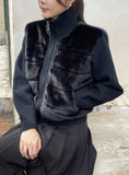 Sella High Neck Mink Fur Knit Zip-Up