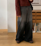 Yorkin gradient stitch wide denim pants