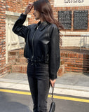 Kellyanne Collar String Leather Jacket