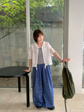 Gyudi Summer Check Banding Wide Pants