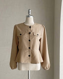 Deca Peplum Trench Jacket Blouse (Belt Set)