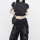 Amua Crop String Half Zip-Up