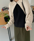 Himins wool collar bolero cardigan