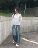 Fend Strap Wide Denim Pants