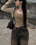 Hako Sand Washing Pintuck Wide Pants