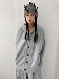 BUTTON OVERSIZED HOODIE ZIP-UP
