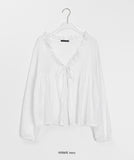 Hemons lace shirring ribbon blouse
