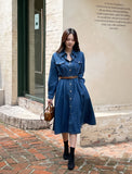 Happiness Denim Shirt Long One Piece (Belt Set)