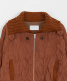 Hikan Wrinkle Collar Quilted Zip-up Jumper