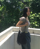 Nare Suede Tassel Fringe Crossbody Bag