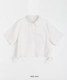 Glit Shirring Ribbon Crop Shirt