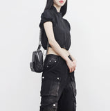 Amua Crop String Half Zip-Up