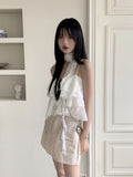 Allu Scarf Set Chiffon Can Can Frill Sleeveless Blouse