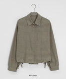 Heildi Ribbon Shirring Check Crop Shirt