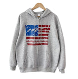 America Crop Hooded Zip-Up
