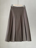 Milka Wool Brushed Pleats Long Skirt