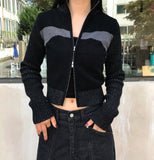 2WAY BLOCK KNIT ZIP-UP