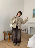 Dopto Washing Pintuck Wide Corduroy Pants