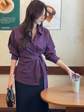 Demore Wrap Collar Shirt Blouse