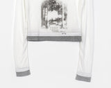 Aesthetics Printed Color Matching See-Through Long Sleeve T-Shirt