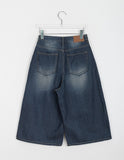 Hensha Washing Bermuda Wide Denim Pants