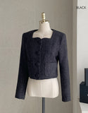 Coner Square Neck Tweed Jacket