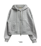 TWO-WAY CROP HOODIE ZIP-UP