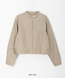 Hepo non-collar cropped leather jumper