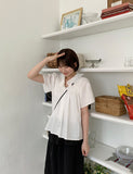 Hoden Collar Frill Short Sleeve Blouse