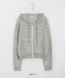 Yonoki Stripe Crop Hood Zip-Up