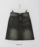 Dumpy Washed Denim Midi Skirt