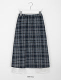 Gyuri check banding layered long skirt