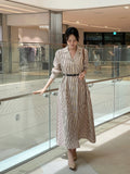 Drian Striped Collar Shirt Long Dress (BeltSet)