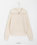 Eponde wool hachi half-zip collar knit