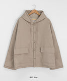 Enconi Wool Quilted Hooded Half Coat