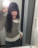 Warms Color Matching Layered T-Shirt Set