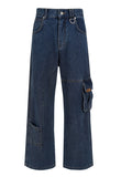 AK. LEATHER LABEL CARGO DENIM